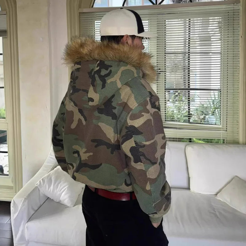 Dwustronna kurtka CAMO z futrem
