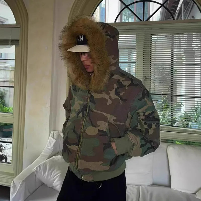 Dwustronna kurtka CAMO z futrem