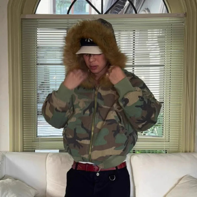 Dwustronna kurtka CAMO z futrem